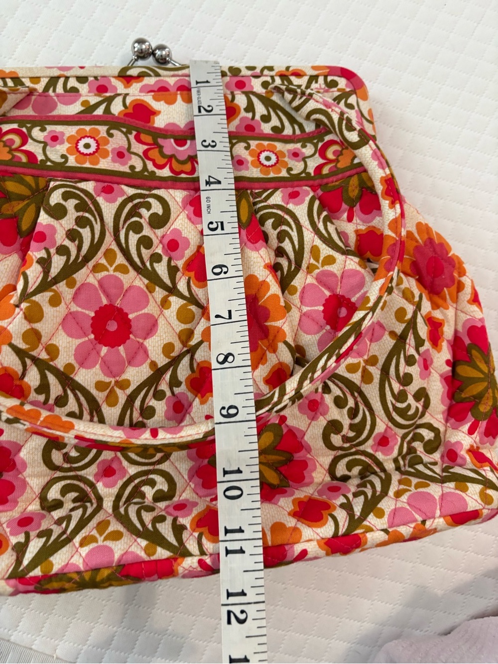 Vera Bradley Alice Kisslock Satchel Bag Folkloric Floral Quilted Retired EUC - Picture 16 of 17